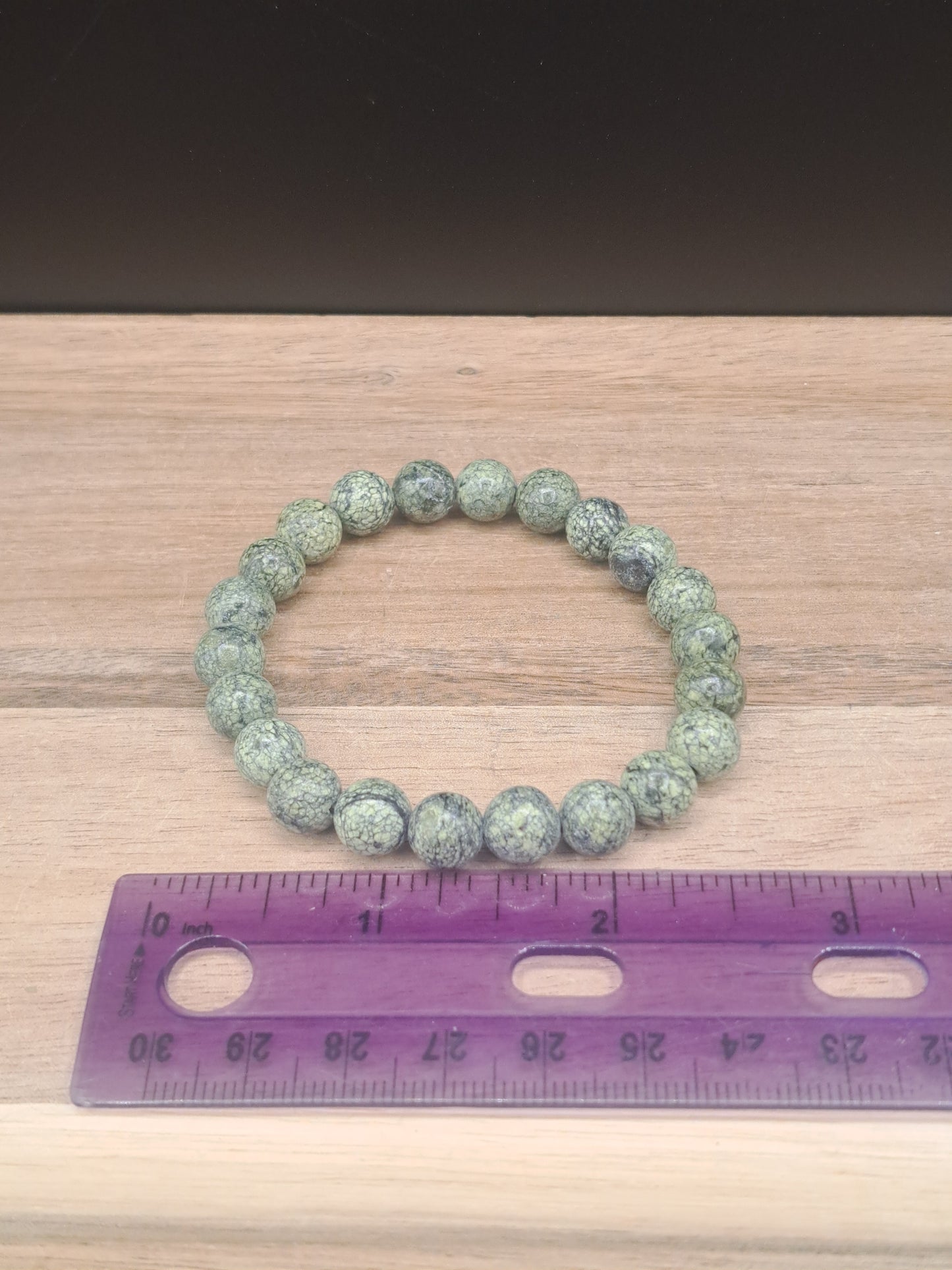 Russian Green Serpentine 8mm Crystal Bead Bracelet