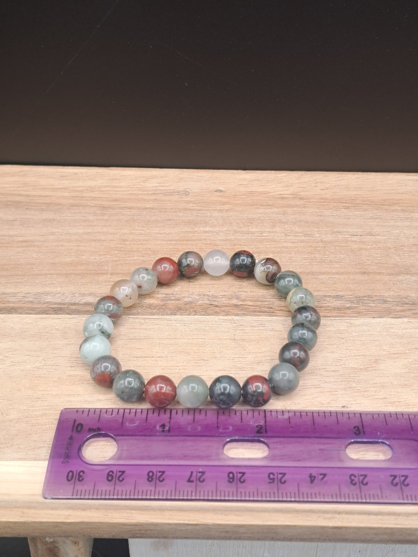 African Bloodstone 8mm Crystal Bead Bracelet