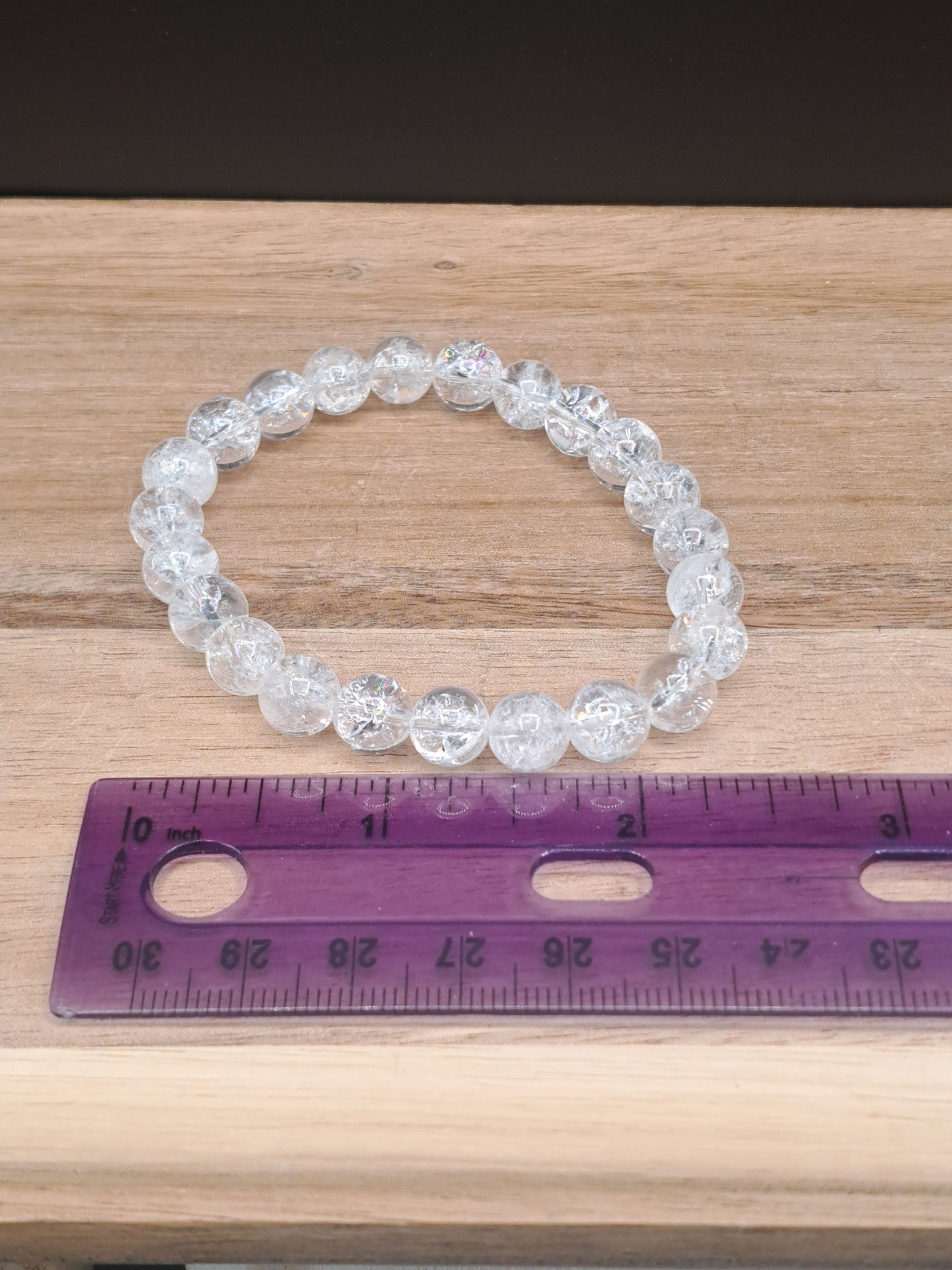 Clear Crackle Quartz 8mm Crystal Bead Bracelet