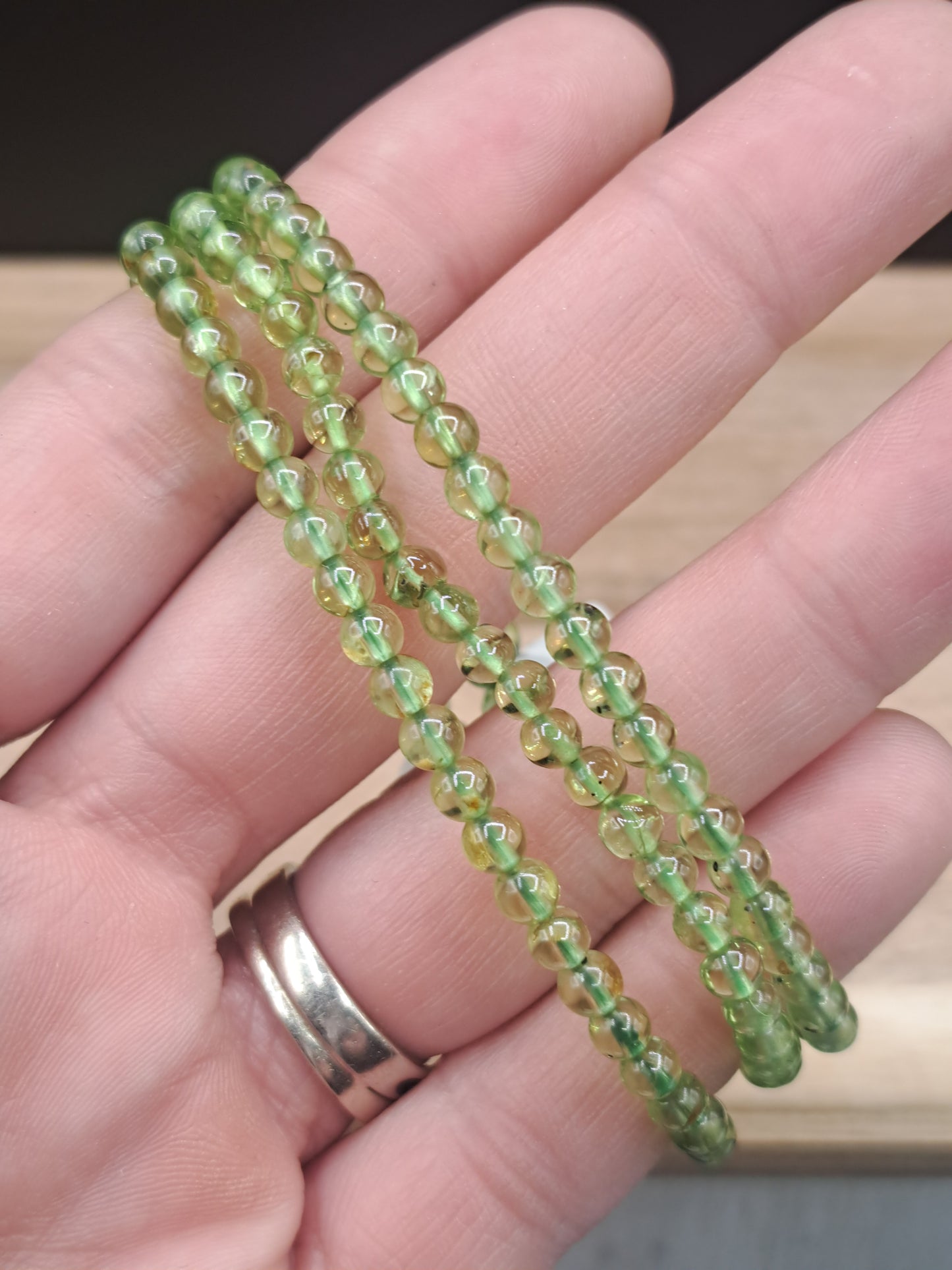 Peridot 4mm Crystal Bead Bracelet