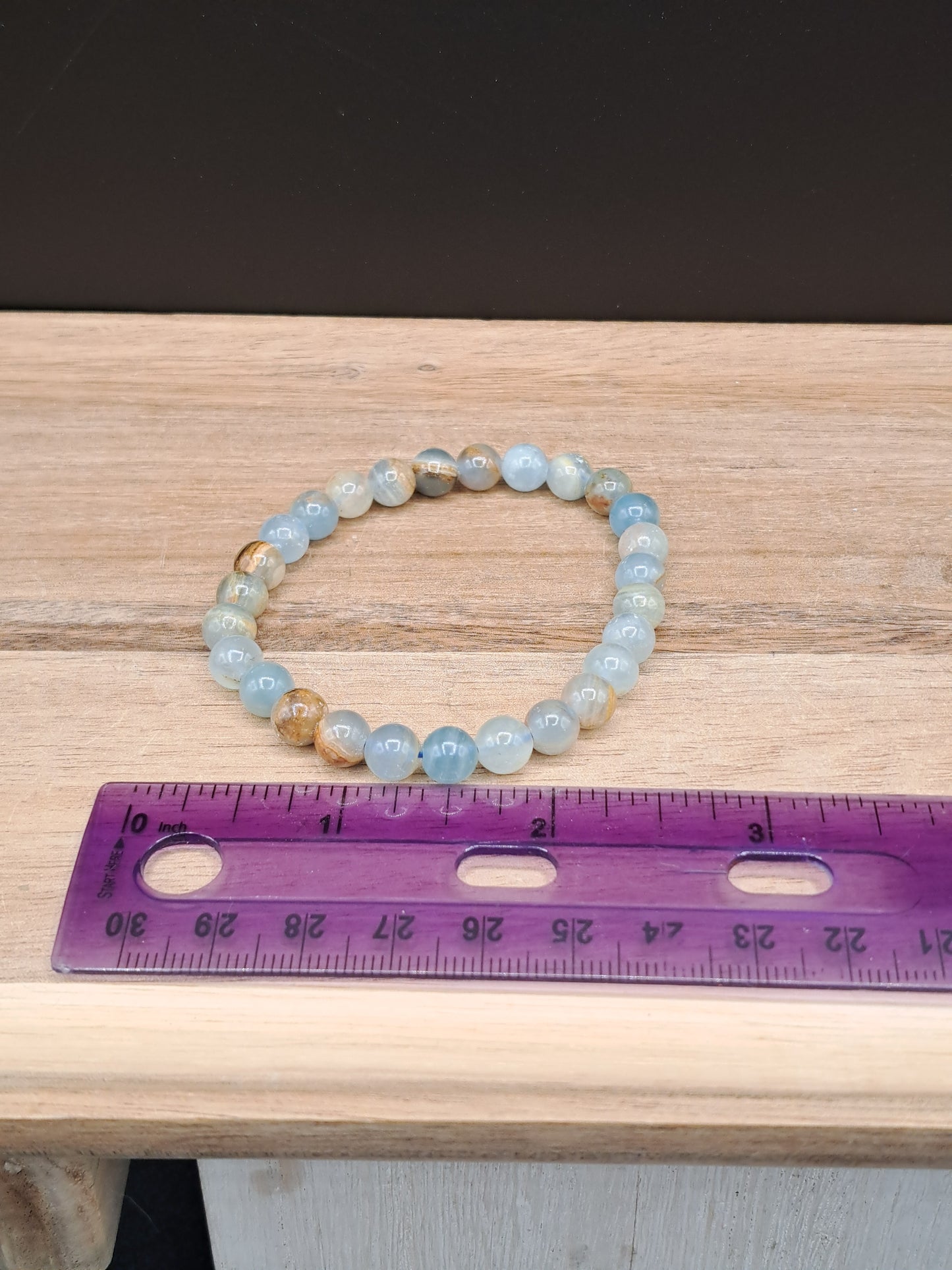 Caribbean Blue Calcite 7mm Crystal Bead Bracelet