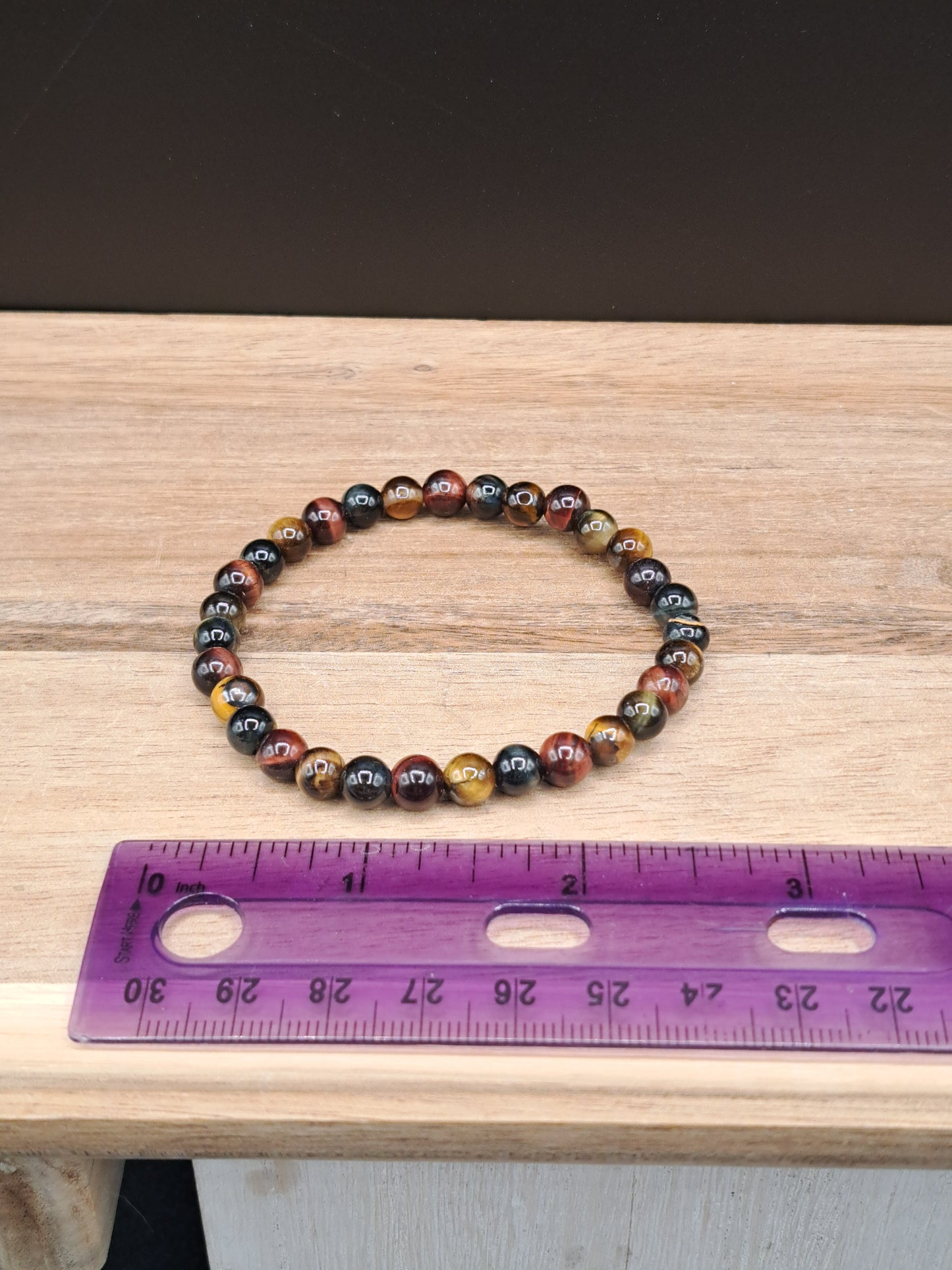 Tiger's Eye Mixed Color 6mm Crystal Bead Bracelet