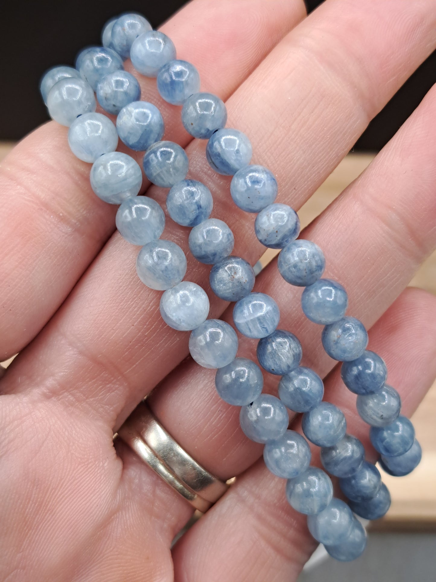 Blue Kyanite 6mm Crystal Bead Bracelet