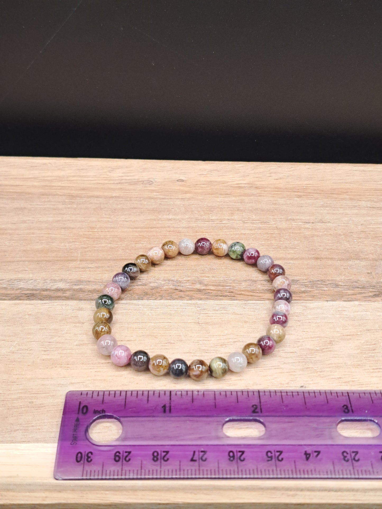 Rainbow Tourmaline 6mm Crystal Bead Bracelet