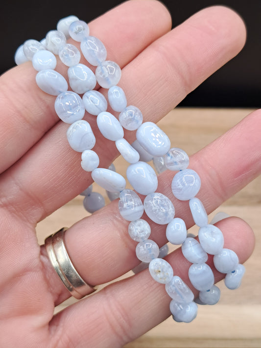 Blue Lace Chalcedony 7mm Crystal Bead Bracelet