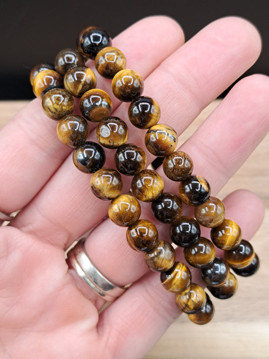 Tiger's Eye 8mm Crystal Bead Bracelet