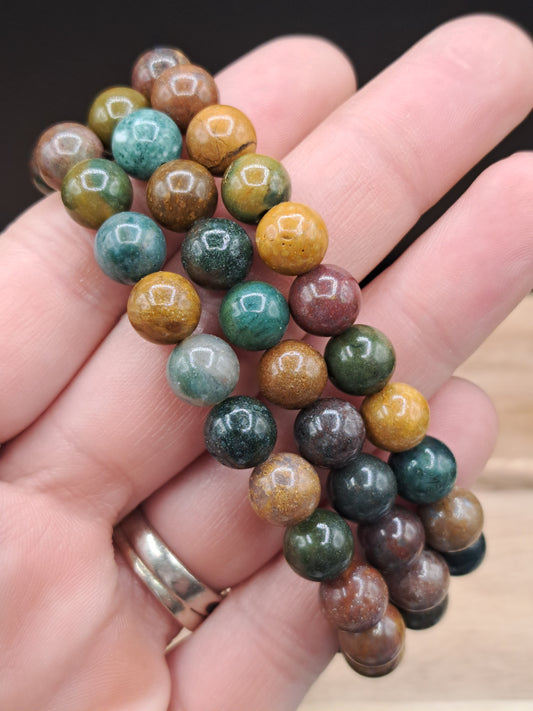 Colorful Jasper 8mm Crystal Bead Bracelet