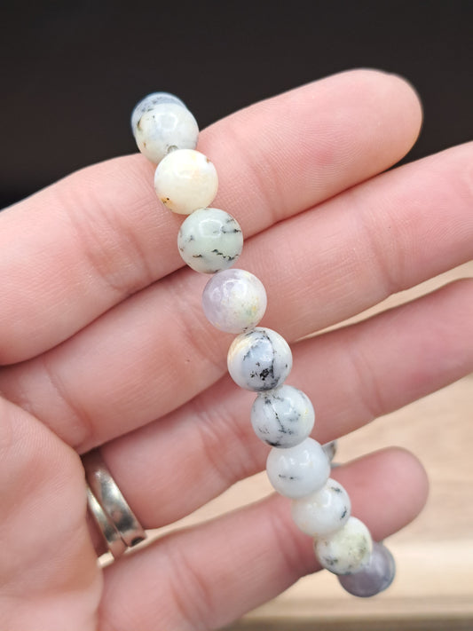 Dendritic Opal 8mm Crystal Bead Bracelet