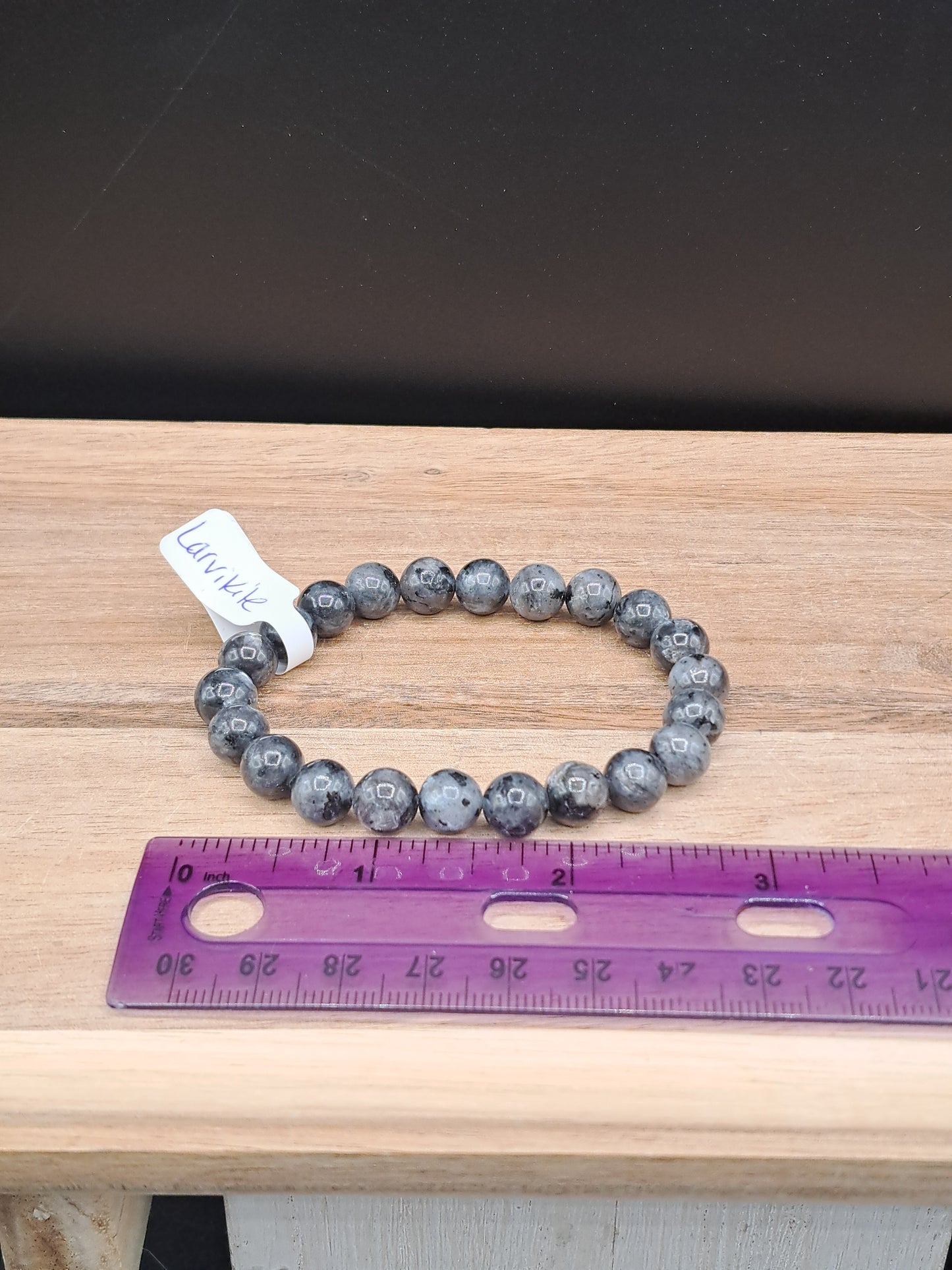 Larvikite 8mm Crystal Bead Bracelet