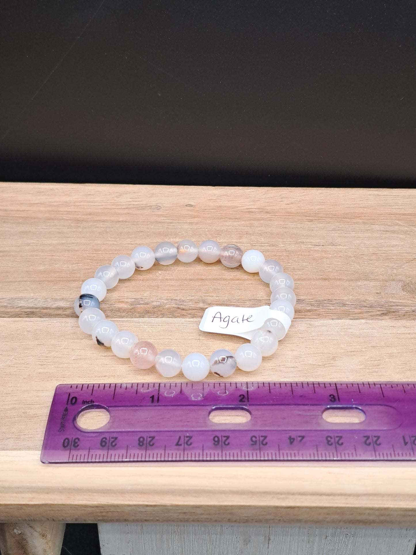 Agate 8mm Crystal Bead Bracelet