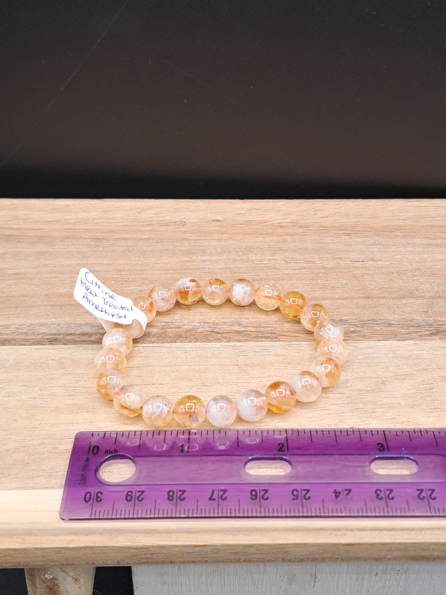 Citrine (Heat Treated Amethyst) 8mm Crystal Bead Bracelet