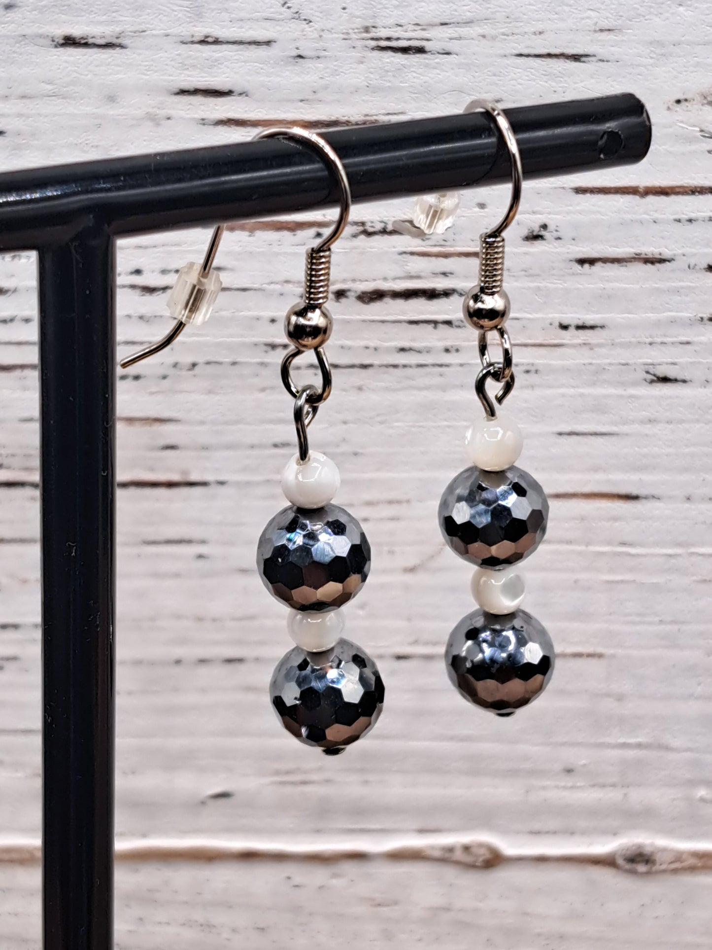 Terahertz Crystal Bead Earrings With Mother Of Pearl - Choose Style