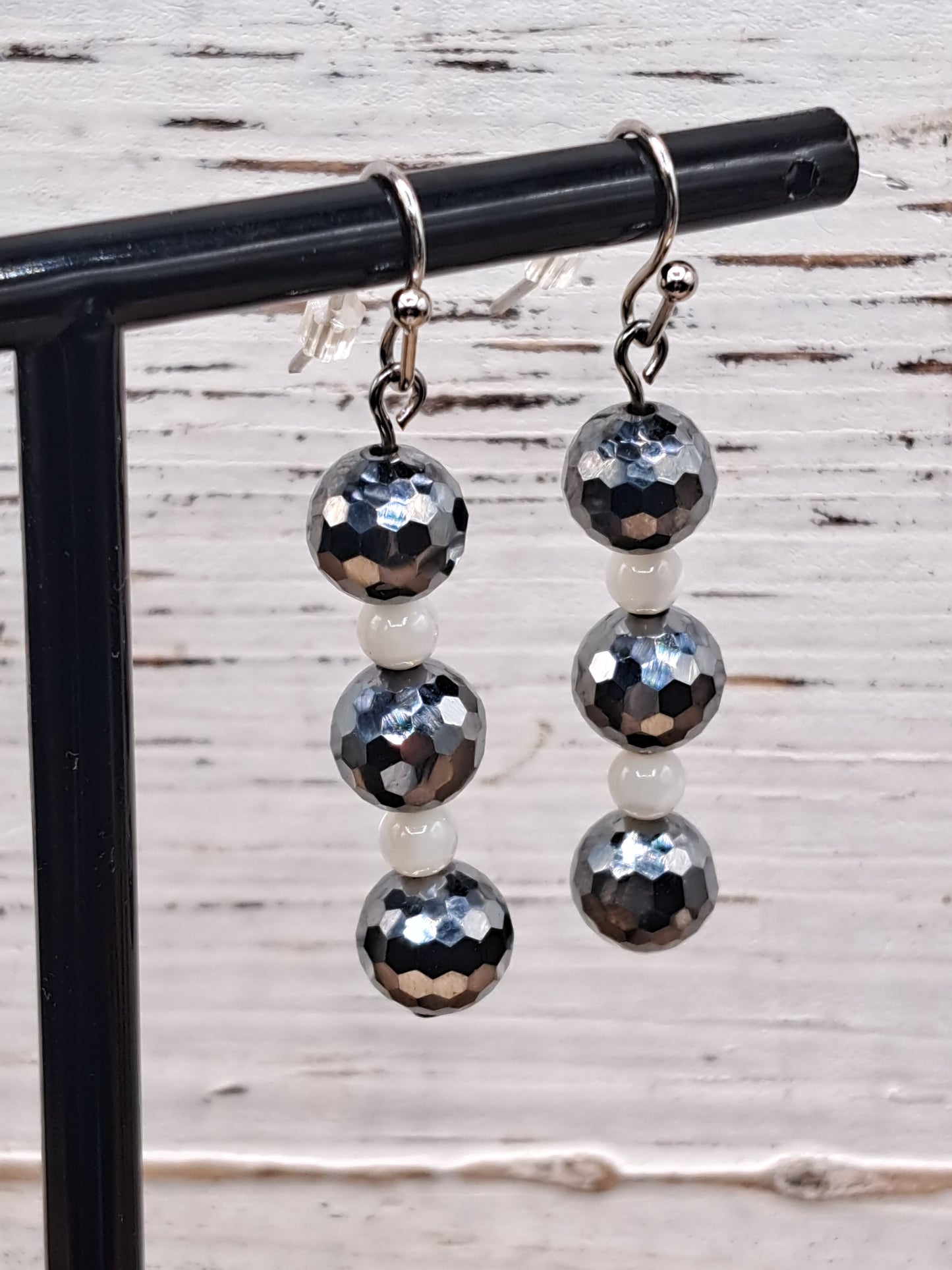 Terahertz Crystal Bead Earrings With Mother Of Pearl - Choose Style