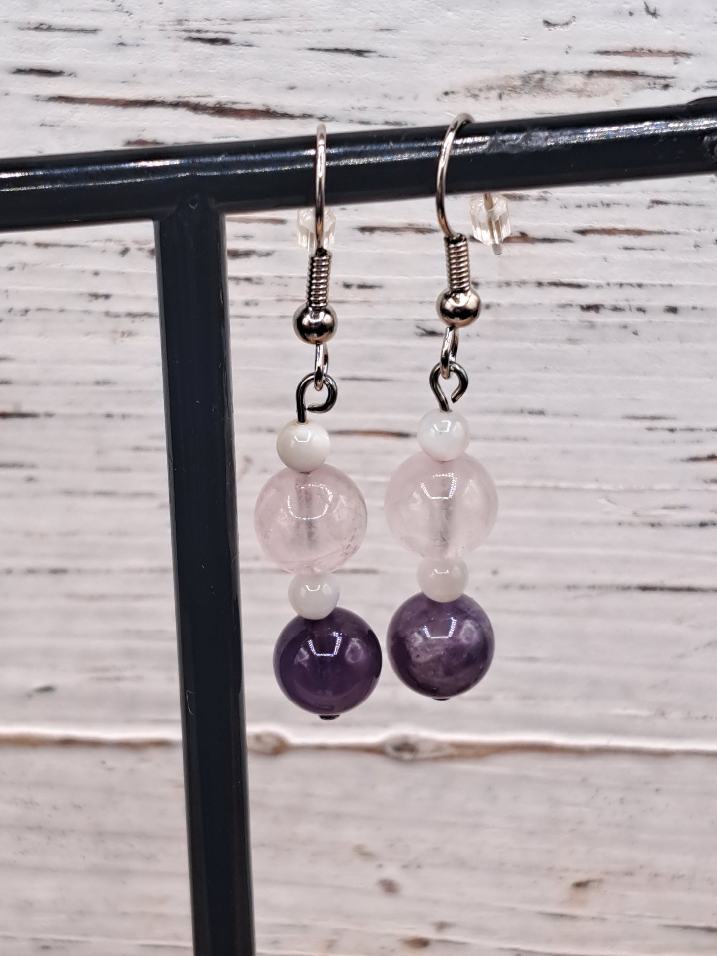 Crystal Bead Earrings With Mother Of Pearl - You Choose Material