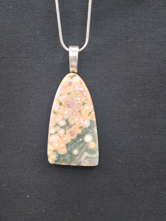 Ocean Jasper Old Stock Vein 1-2 Crystal Necklace