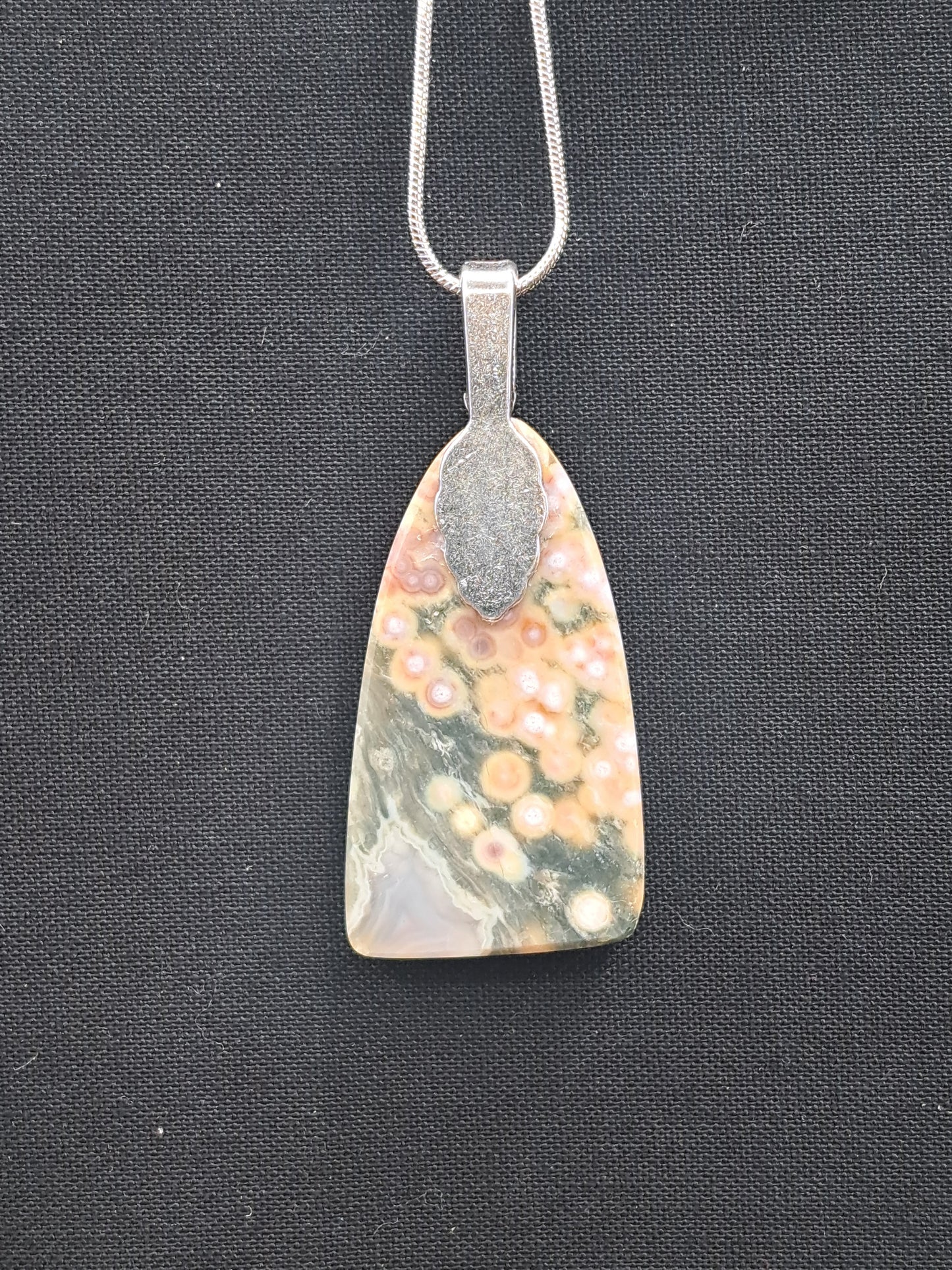 Ocean Jasper Old Stock Vein 1-2 Crystal Necklace