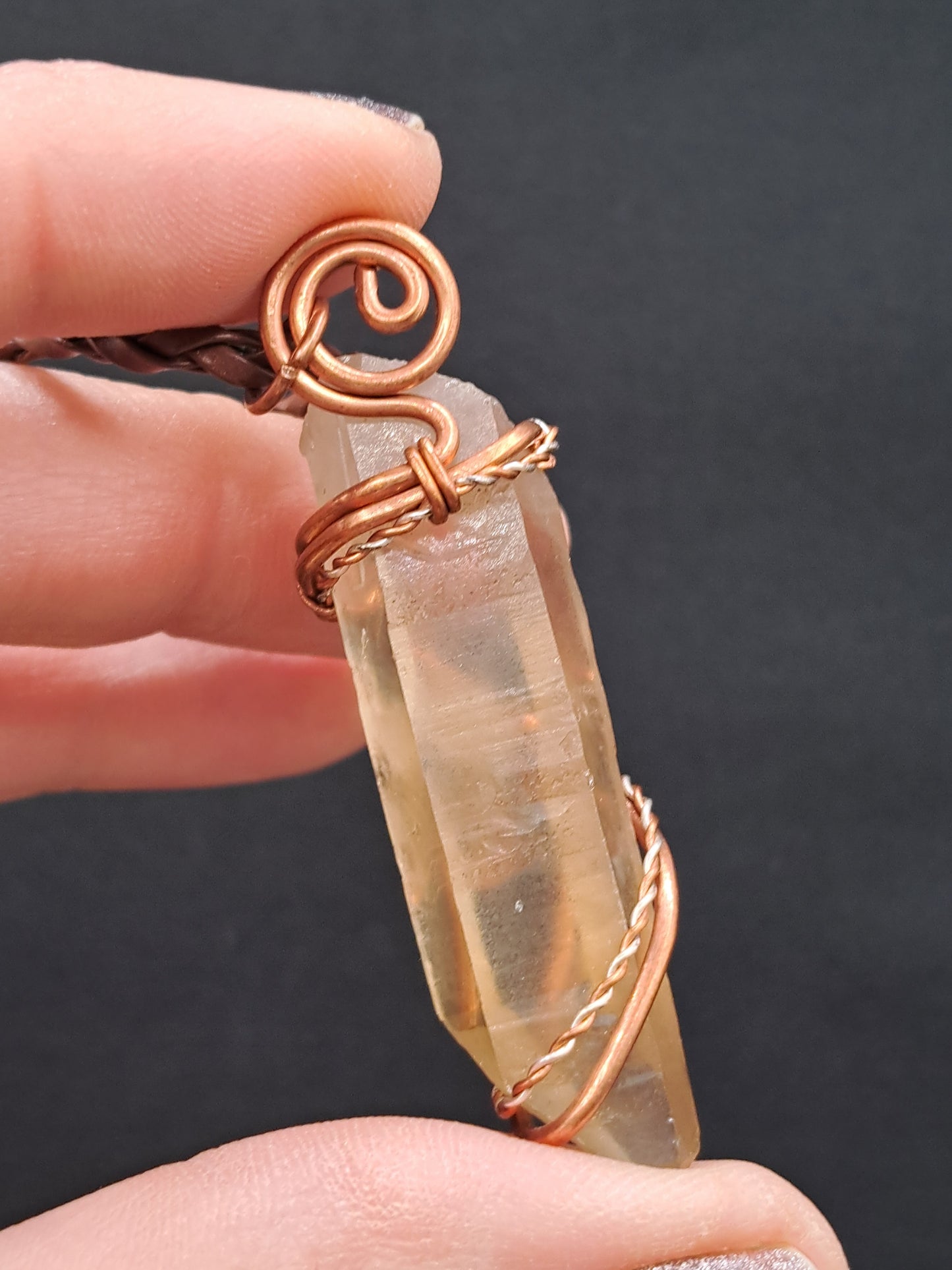 Wire Wrapped Smoky Citrine Quartz Crystal Necklace