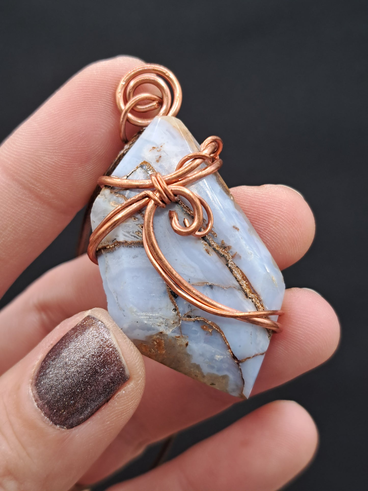 Wire Wrapped Blue Lace Agate Crystal Necklace - You Choose