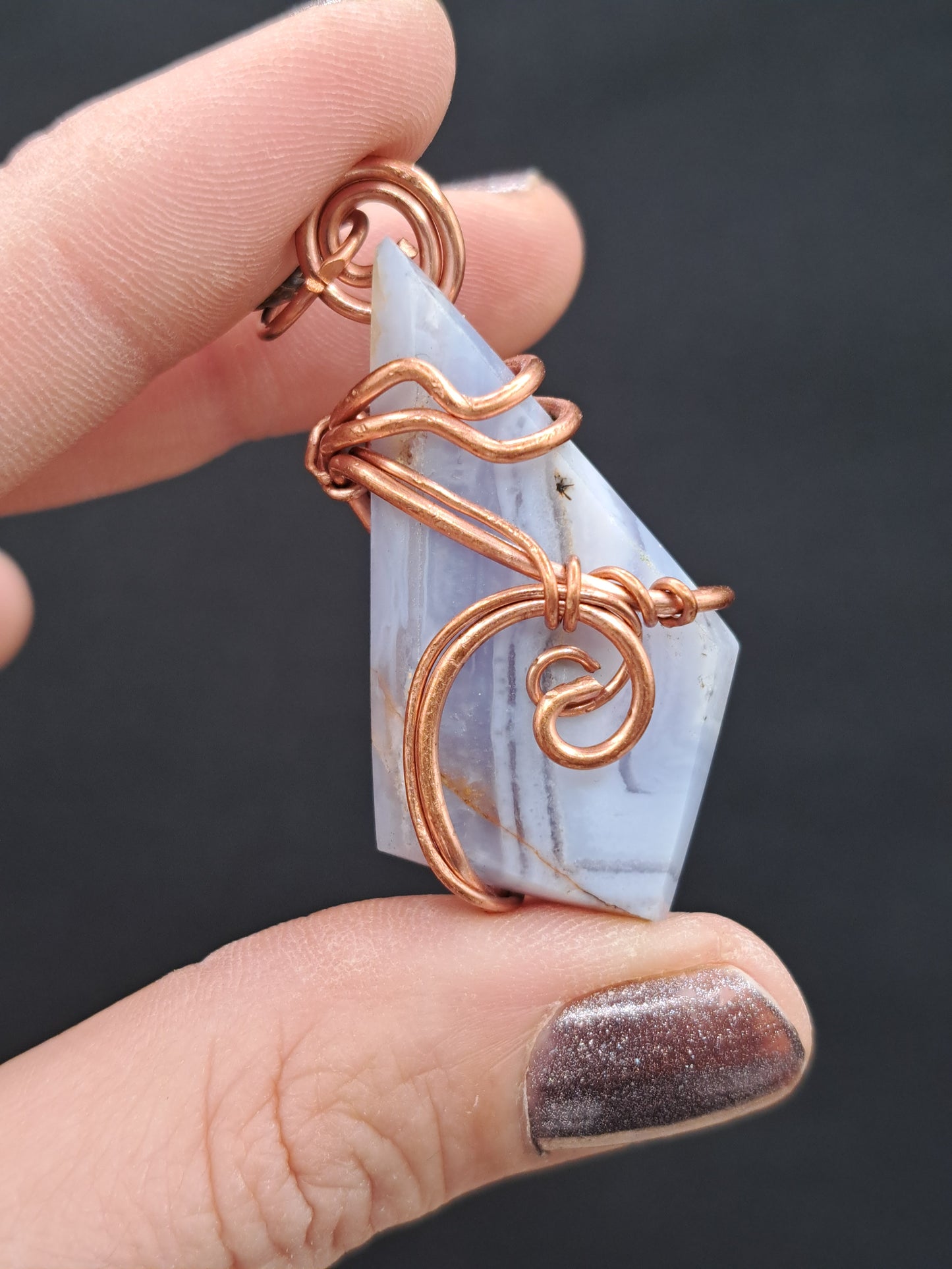 Wire Wrapped Blue Lace Agate Crystal Necklace - You Choose