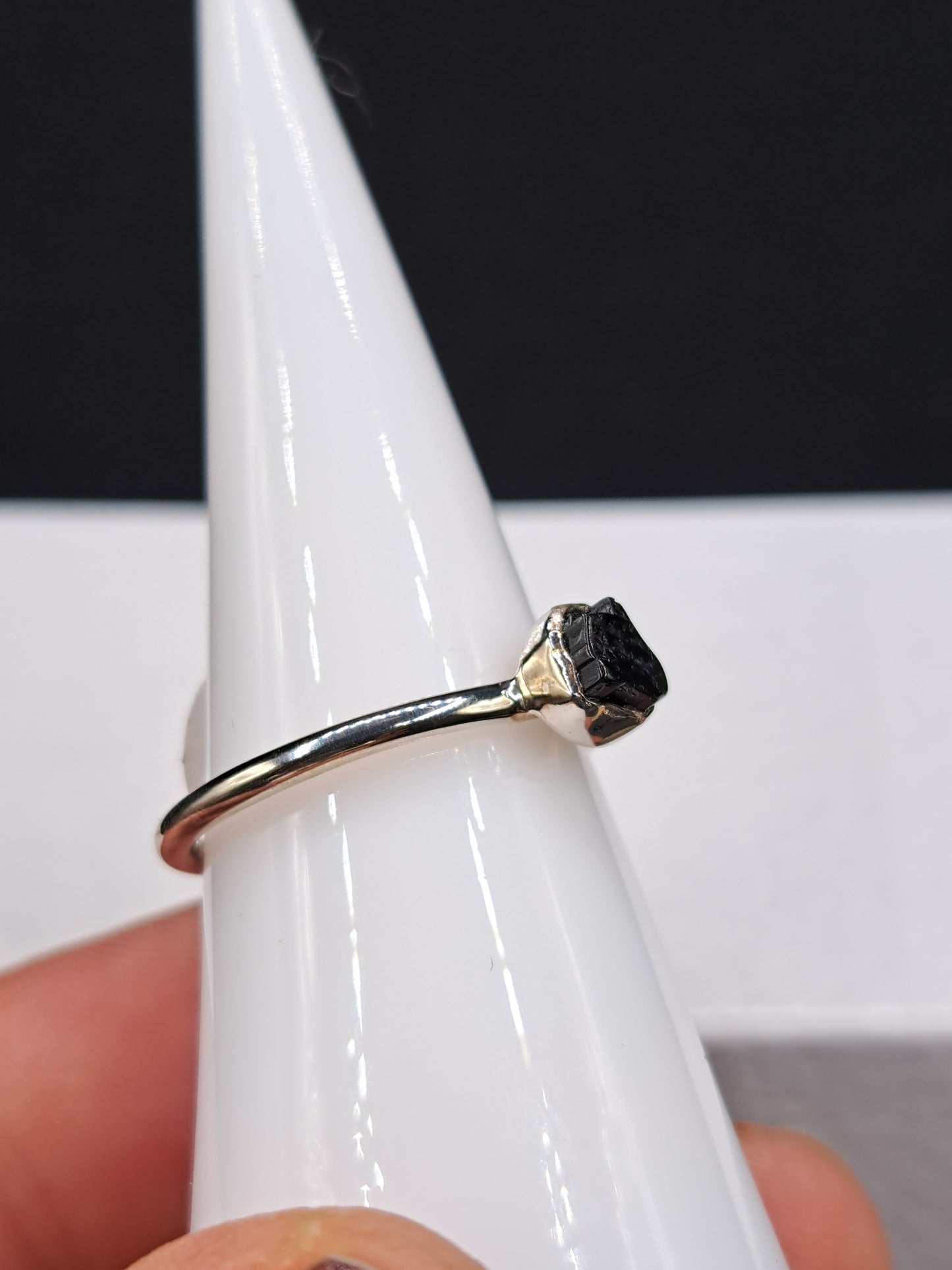 Black Tourmaline Stackable Crystal Ring