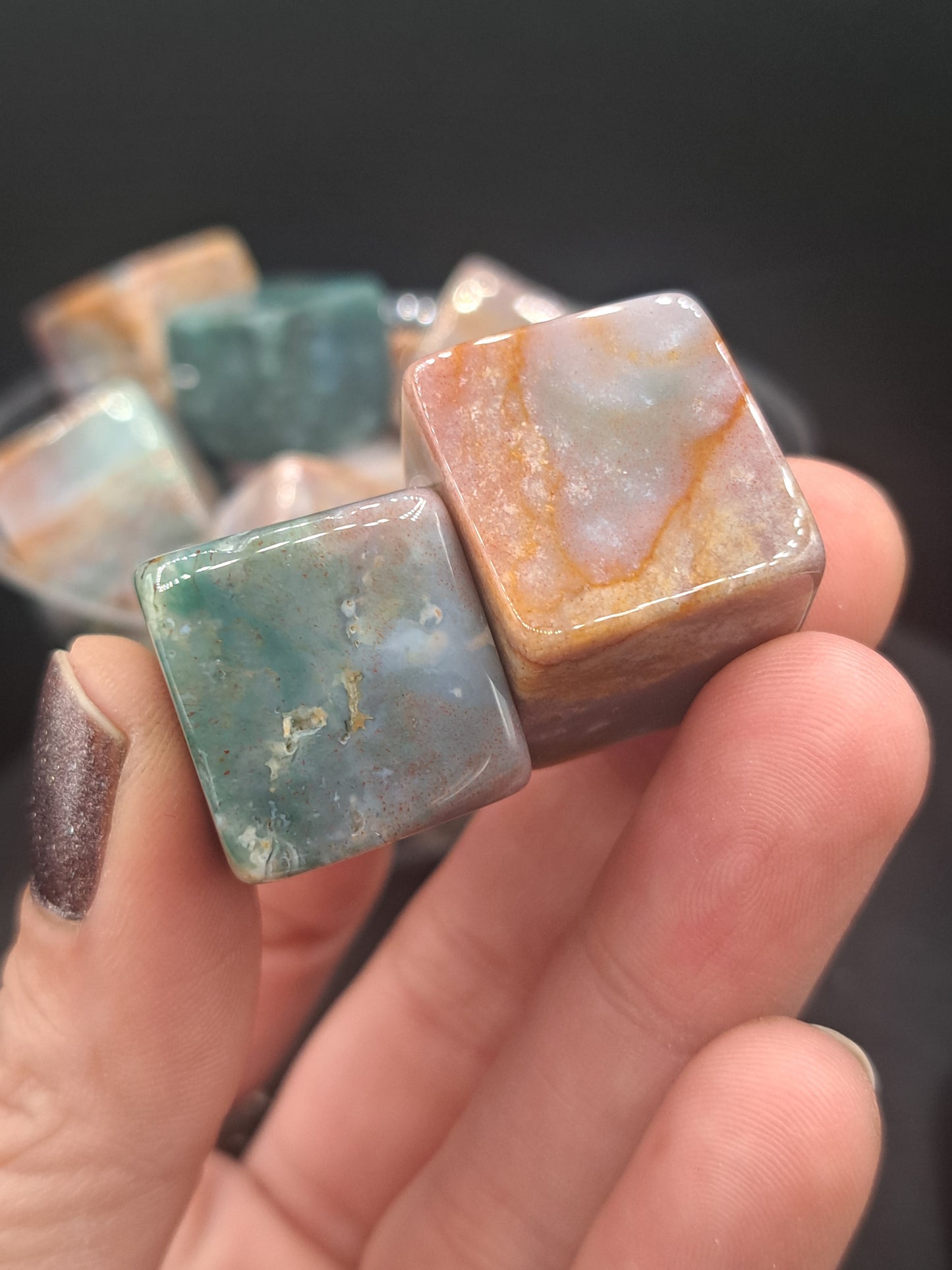 Colorful Moss Agate Cube Tumble - Intuitive Pick