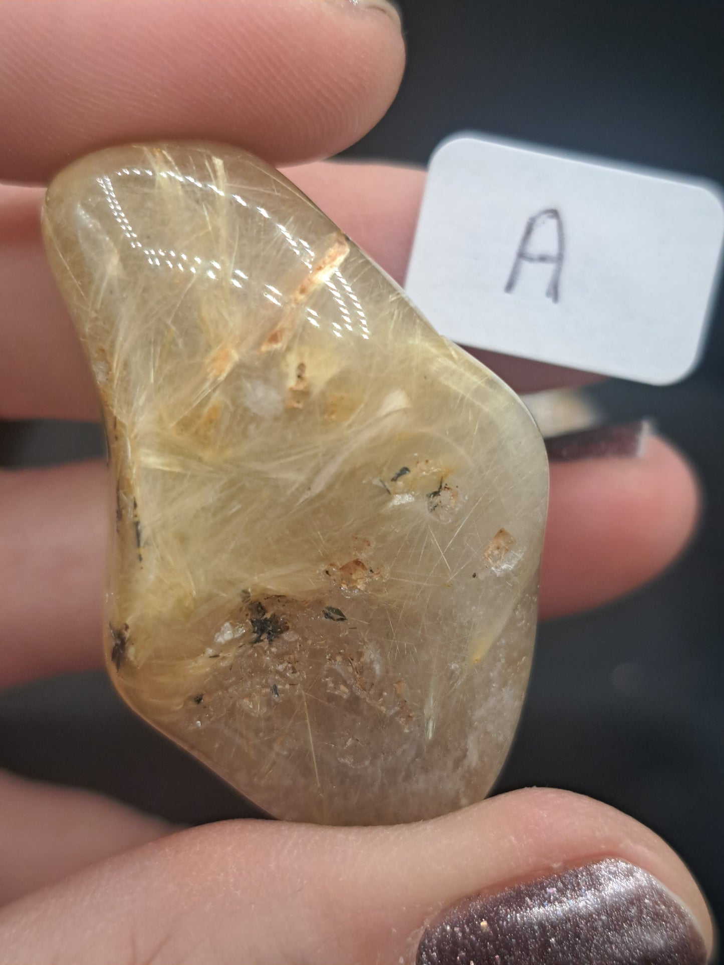 Gold Rutile in Quartz Large Tumble - You Choose