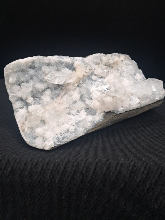 Diamond Apophyllite on Blue Chalcedony