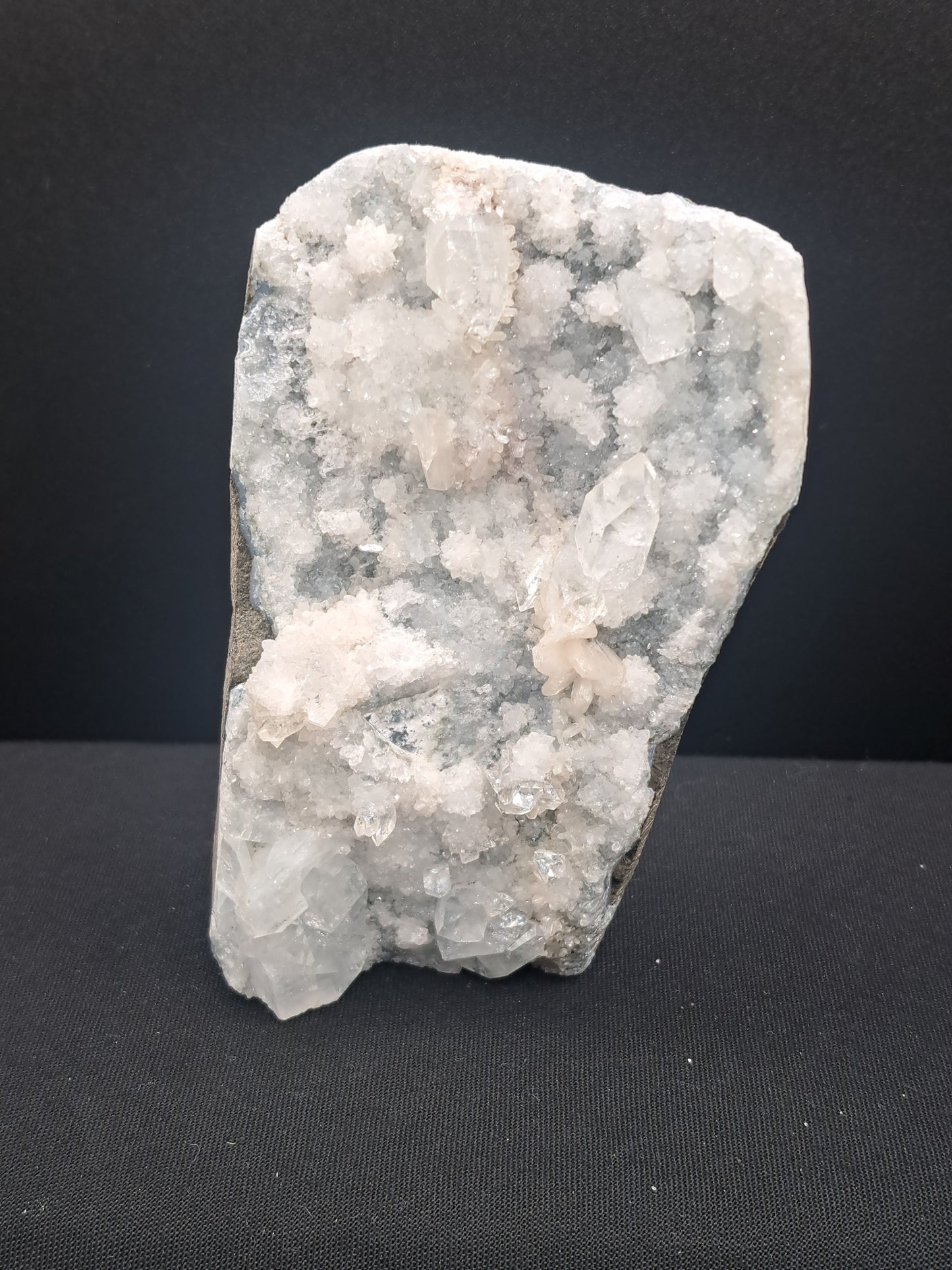 Diamond Apophyllite on Blue Chalcedony