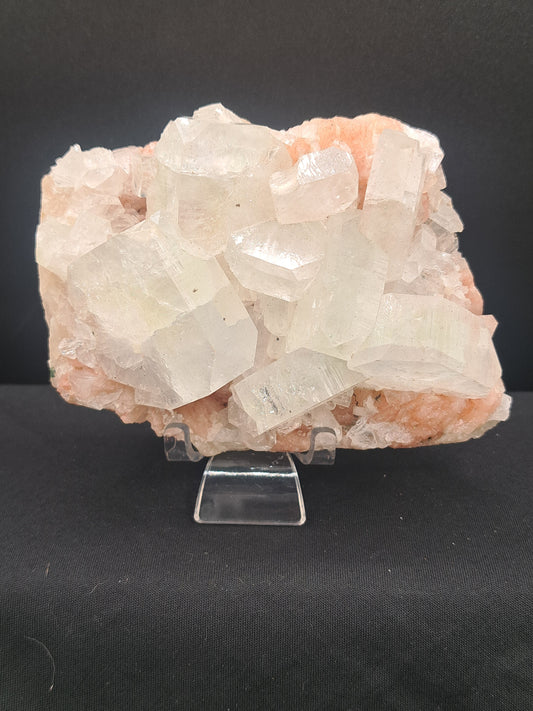 Green Apophyllite on Peach Stilbite