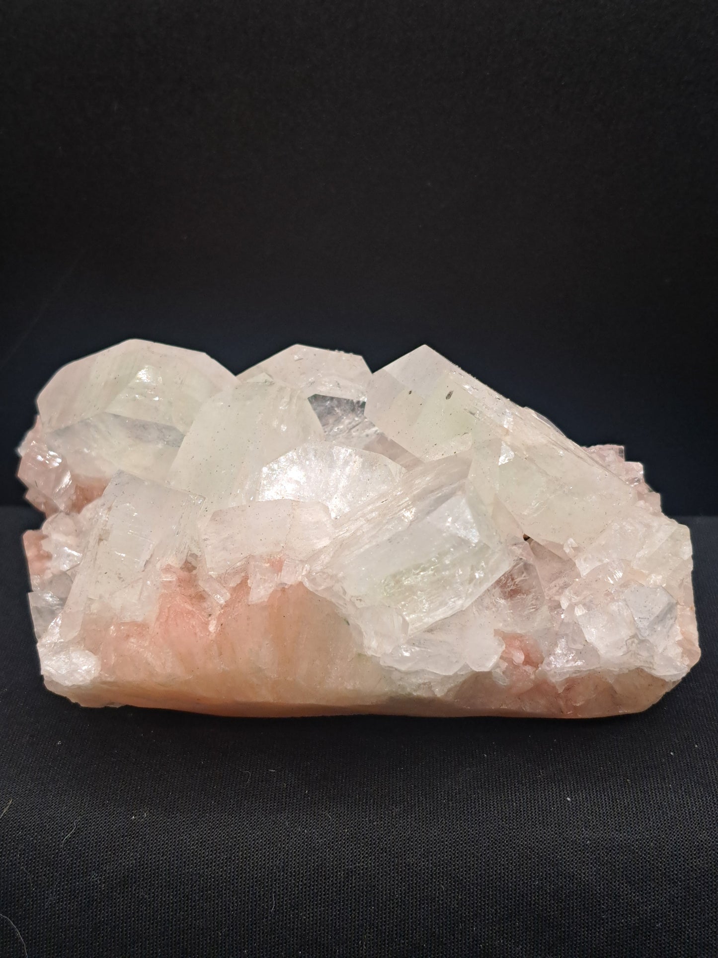 Green Apophyllite on Peach Stilbite