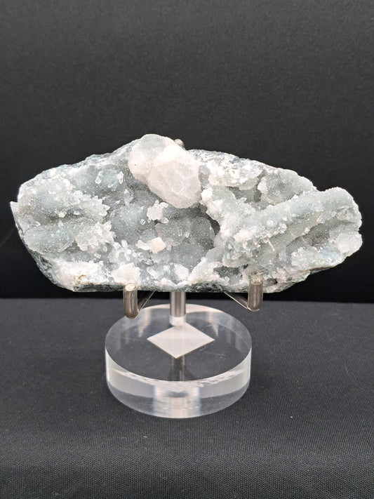 Diamond Apophyllite on Blue Chalcedony