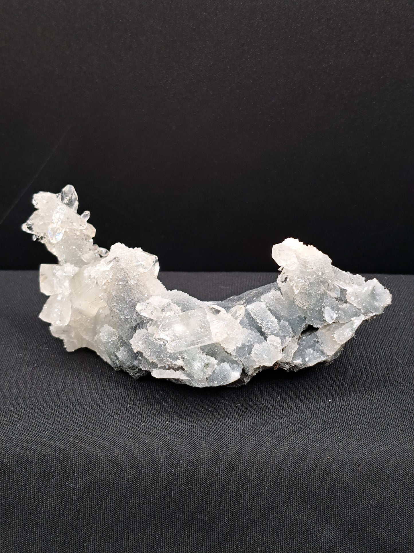 Diamond Apophyllite on Blue Chalcedony