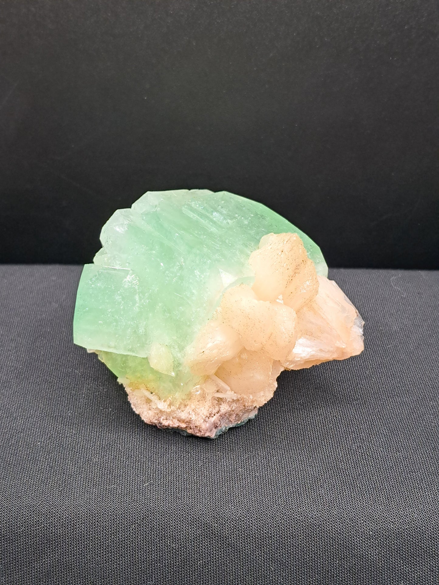 Green Apophyllite with Peach Stilbite