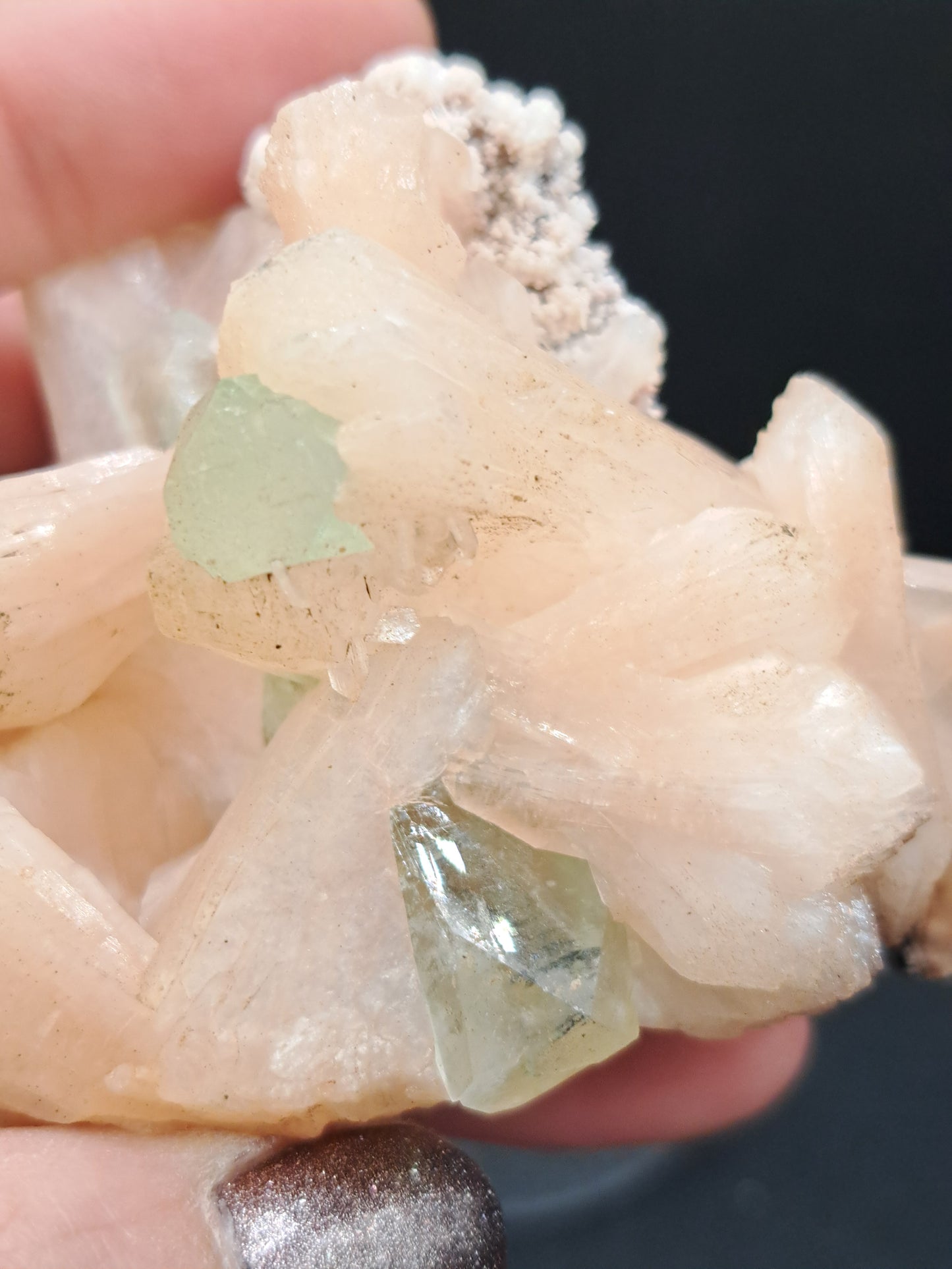 Peach Stilbite with Green Apophyllite