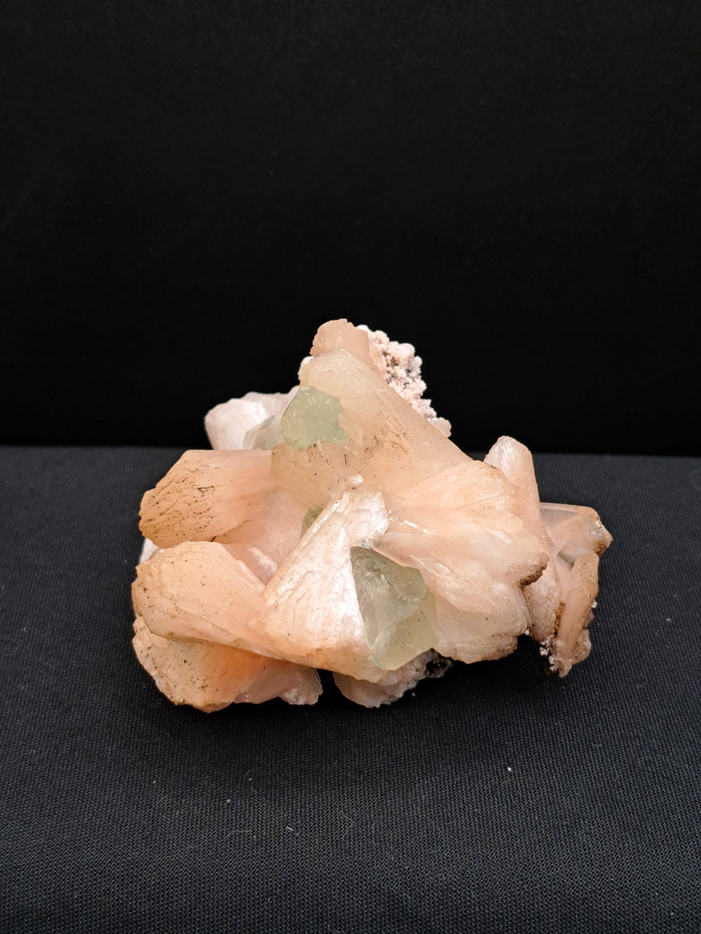 Peach Stilbite with Green Apophyllite