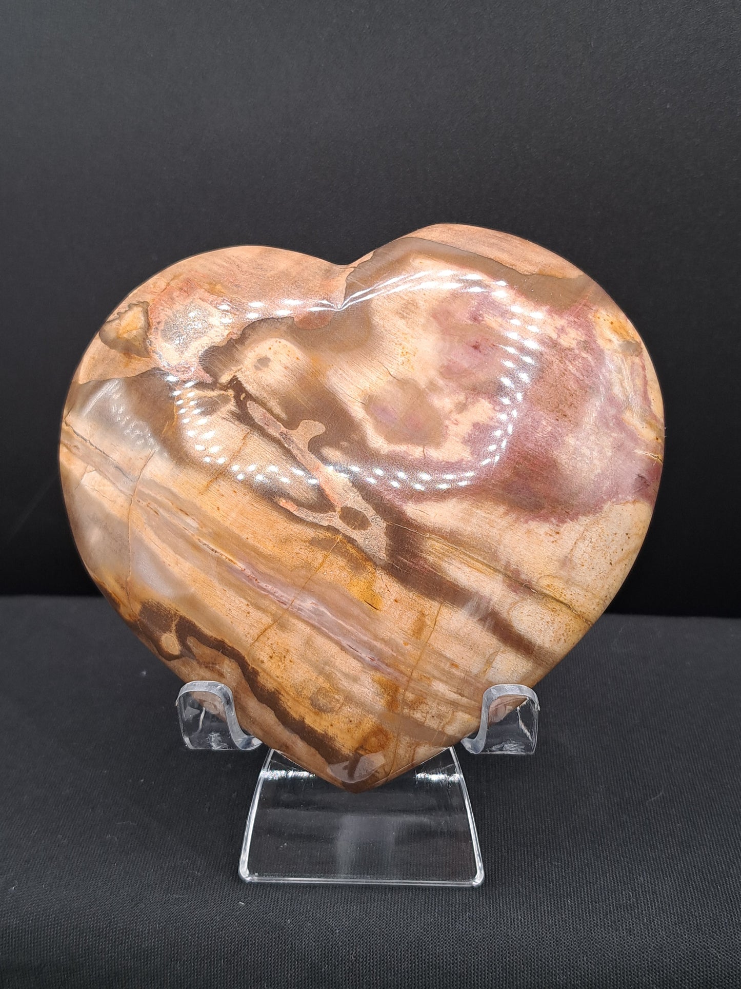 Petrified Wood Puffy Heart - You Choose